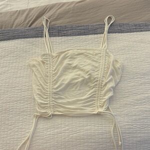 Elegant Cream white Ruched Women's Top cropped